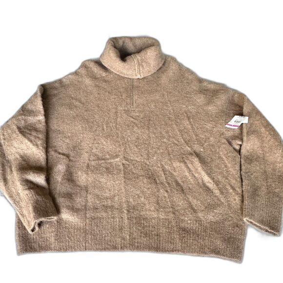 Vince Alpaca Blend Half-Zip Funnel Neck Sweater Brown Size L - Picture 2 of 8